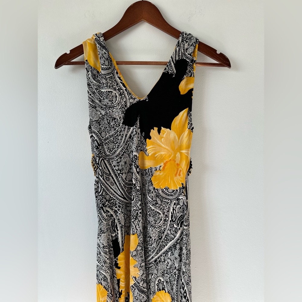 Sky Paisley Silk Sleeveless Dress with V-neckline and Empire Waist Size M - Picture 5 of 15